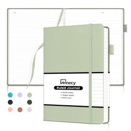 Annecy Lined Journal Notebook, Hardcover Numbered College Ruled Journal, Medium 5.5x 8.25, 160 Pages 100GSM Writing Paper, Grey Green