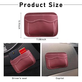 Ziciner Car Seat Side Pocket Organizer, PU Leather Mini Storage Bag for Phones, Wallets, Keys, Cards, Car Seat Gap Filler Pouch, Interior Accessories Organizer for Car Door, Console (Wine Red)