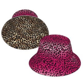 Vunko Women Men Double-Side-Wear Hipster Leopard Cheetah Print Reversible Bucket Fisherman Hat Unisex Outdoor Hot Fun Summer Beach Vacation Headwear