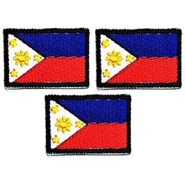 Umama Patch Set of 3 Mini flag '' 0.6X1.1 '' Philippines Flag Country National Patches Military Tactical Philippines Flag Emblem Uniform Sew Iron On Patches Clothes Dress Plant Hat Jeans Sewing