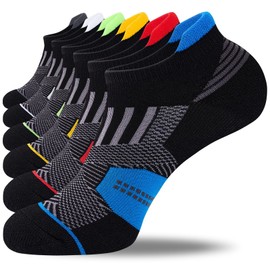Niorasen Mens Low Cut Ankle Socks, Moisture Wicking Cotton Casual Short Socks, Breathable ＆ Comfy, 6 Pairs, Multicolor, 12-14