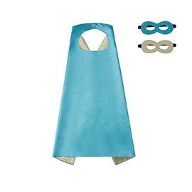 Kids Superhero Cape Mask Set - Hero Costume Fancy Dress Cosplay - Party Dress Up Supplies for Boys & Girls (Light Blue)