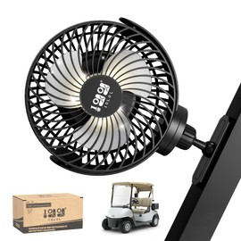 10L0L Magnetic Golf Cart Fan Rechargeable with Flexible Tripod Mount - 8000mAh Battery Operated Portable Fan 360° Rotatable Head, Fits for Yamaha/EZGO/Club Car Golf Cart with LED Light