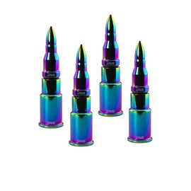 TRUE SPIKE 4 pc NEOCHROME Bullet Tire Air Valve Stem CAPS Cover in Heavy Gauge CNC Machined Billet Aluminum Short Compatible with Ford Dodge Ram Toyota Nissan Chevy GMC Jeep Isuzu Kia Trucks and SUV