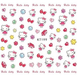 [Overseas] Children's nail stickers, character nail stickers, nail materials, children's nail stickers, cartoon, KT, cat, bow, children's, free size/KT 199 50ea