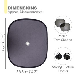 2 Car Sun Shades - 44 x 36cm, Protects Kids and Pets from Heat, Baby Accessories, Car Window Shades for Baby, Easy to Install and Fits Most Windows