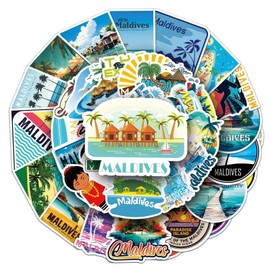 Maldives Stickers for Laptop (50 PCS),Gift for Children Teens Adults Girl Boys,Waterproof Stickers for Water Bottle,Maldives Vinyl Stickers for Scrapbook,Skateboard,Bike,Phone,Dairy