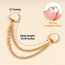 GerdfeiTawtab Magnetic Clothing Clips - 4Pack Multi-Function Magnetic Strength Buttons Hem Clips for Cinch T-Shirt Pants Hems,Multi-Purpose Magnetic Pinless Brooch Decorate for Cardigan (Gold Heart)