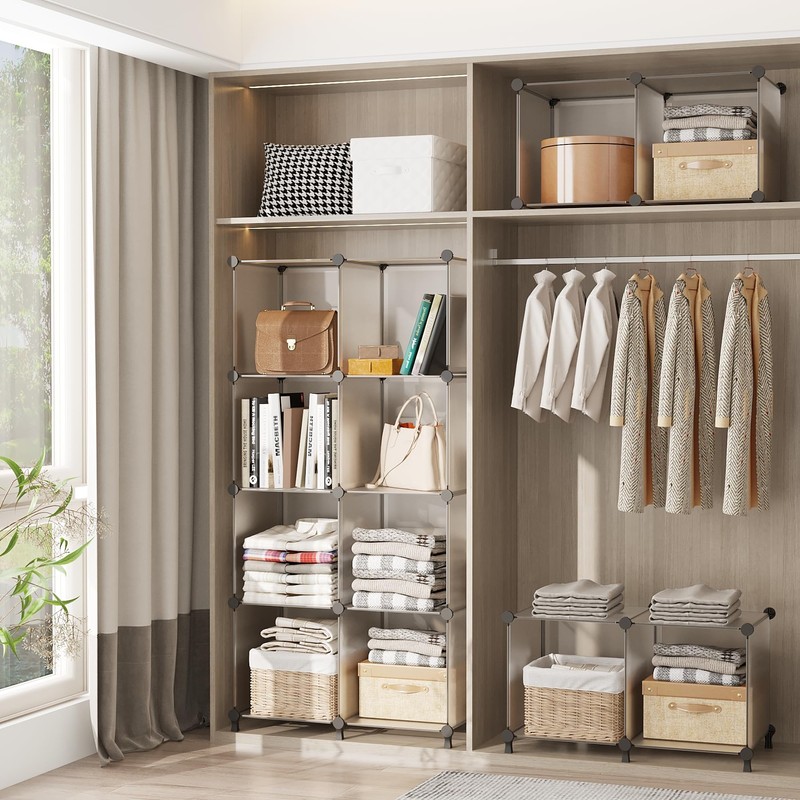 AWTATOS Cube Storage Organizer, 16 Cube Closet Organizer, Stackable Storage