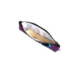 Purple African Fabric Reusable Zipper Pouch, African Print Reusable Utensil Pouch