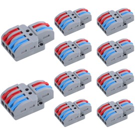 NineLeaf 10 Pcs Lever Connectors Nuts, Quick Wiring Cable Wire Connector Push-in Conductor Terminal Block (2 in 4 Out)
