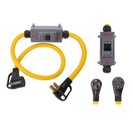 NEMA 14-50P to 14-50R with Hydraulic Magnetic ON Off Switch Current Protector 120V/240V 50 Amp 4 Prong Male Plug to 4 Prong Female Outlet Receptacle Extension Cable Power Cord Adapter (6FT Switch)