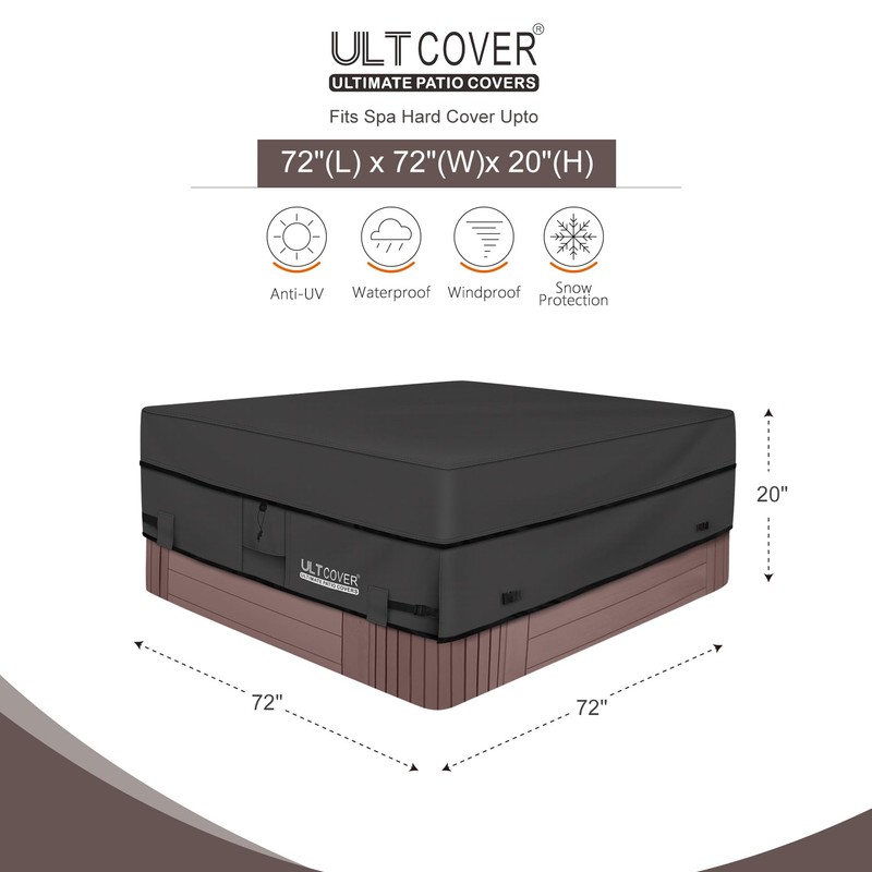 ULTCOVER Waterproof 600D Polyester Square Hot Tub Cover Outdoor SPA