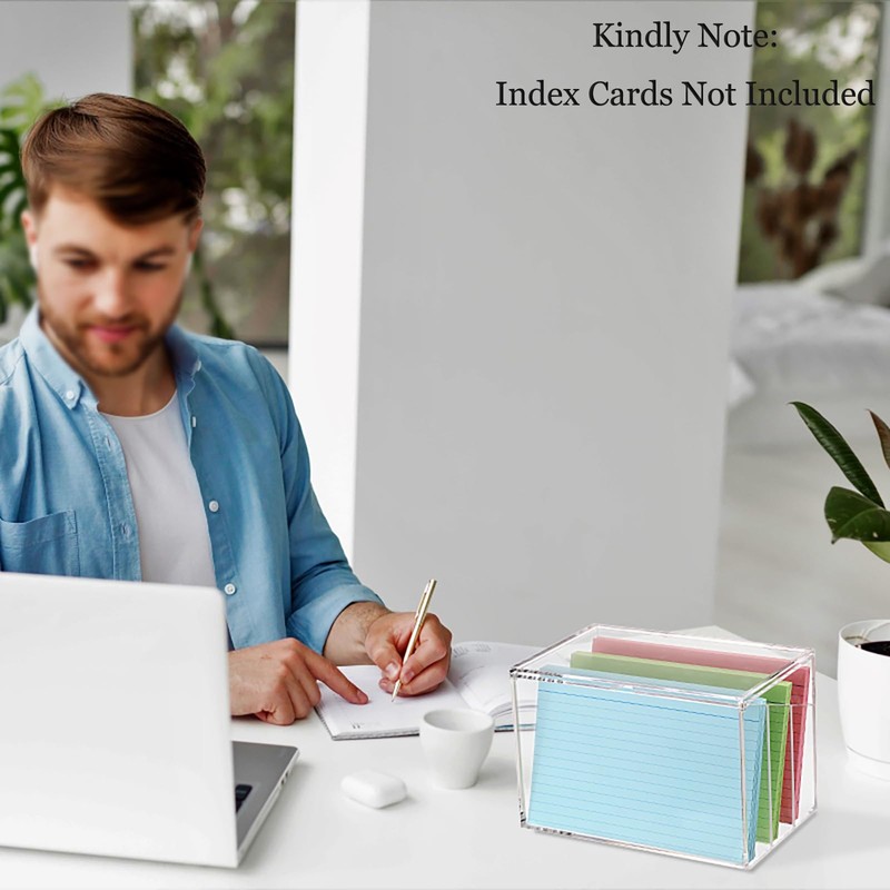 BTSKY Clear Acrylic 5 x 8 inch Index Card Box