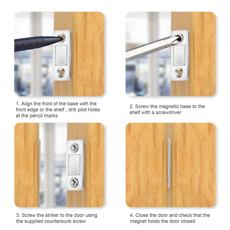 Ultra Thin Magnetic Door Catch with Screws, Drawer Magnet Catch