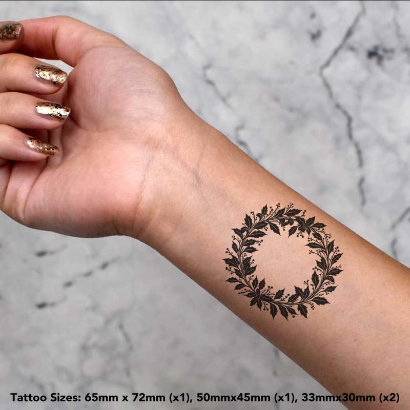 4 x 'Christmas Wreath ' Temporary Tattoos - Water Resistant,