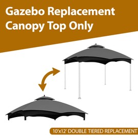 Coastshade Replacement Gazebo Canopy Top for Lowe's Allen Roth Heavy Duty Roof Gazebos Top with Mesh,10x12 Gazebo Cover #GF-12S004B-1, Replacement Top Only (Gray)