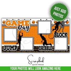 Basketball Scrapbook Game Day Sports 2 PRINTED Premade Scrapbook Quick Pages 76