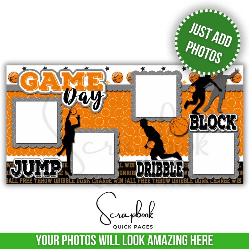 Basketball Scrapbook Game Day Sports 2 PRINTED Premade Scrapbook Quick