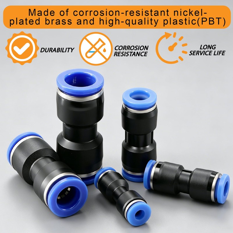 180PCS Quick Connect Air Fittings, Nickel Brass,1/8-1/2" & 4-12mm(Blue)