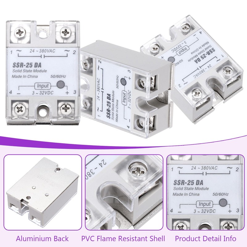 DMiotech 2 Pcs SSR-25DA 3-32V DC Input to 24-380V AC