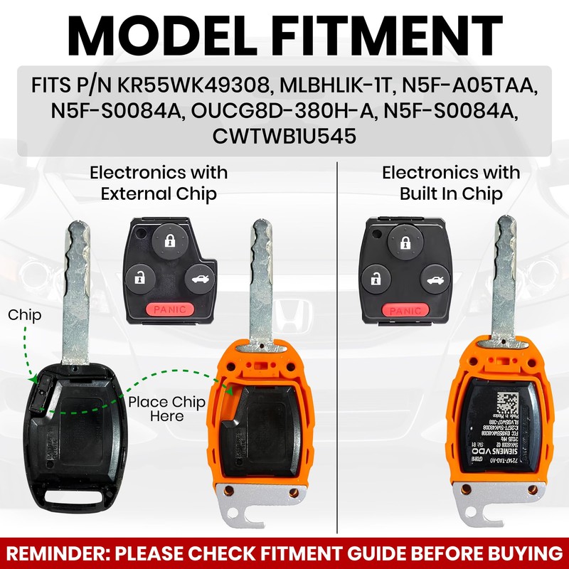 USA-Made for Honda Key Fob Shell | Crack-Resistant & Durable