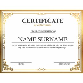 Professional Certificate Paper 8.5 x 11 for Printing, Diploma Paper, Award Certificates Paper, 80 lb, 15 Count, Gold Foil Border, for Office, Business Awards, Graduation, School (GOLD)