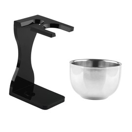 PACKOVE Men's Beard Grooming Shaving Set 2pcs Acrylic Shaving Cup and Brush Stand for Home Use