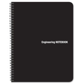 BookFactory Engineering Notebook/Black Engineering Notebook - Professional Grade - 100 Pages, 8.5'' x 11'' Wire-O, ENG-100-7GW-PPK(ENGINEERING-NOTEBOOK)
