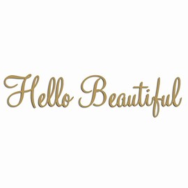 Hello Beautiful Wall Decal Inspirational Quotes Beauty Mirror Stickers #2 Version VWAQ-1656 (40" W X 10.5" H, Gold)