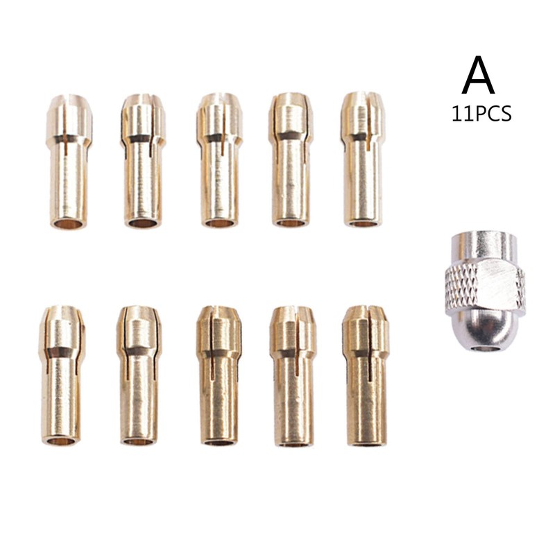 IWOMA 11PCS Brass Collet FitsDremel Rotary Tools Including 0.5/0.8/1.0/1.2/1.5/1.8/2.0/2.4/3.0/3.2mm 11