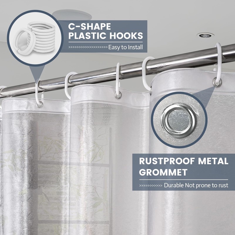 Aeici Anti-Mould Shower Curtain 180 x 180 cm Transparent EVA