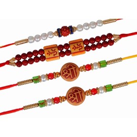 Rakhi for Brother Bhaiya OM Rudraksh Rakhee Thread Rakhri for Rakshabandhan for Brother Bhaiya Combo Set of 4 Rakhi