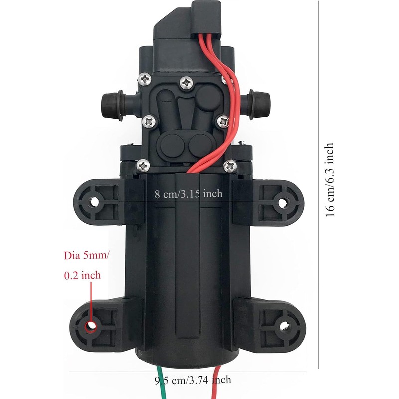 Auhafaly 12V DC Fresh Water Pump With 2 Hose Clamp