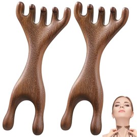 Peine Meridiano Fivetouch - Peine de terapia de sándalo, garras de masaje de madera Guas Sha, herramientas ergonómicas para cabeza, cara, ojos, nariz,