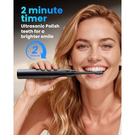 Onlyone Sonic Electric Toothbrush for Adults, Rechargeable Ultrasonic Electric Toothbrush with 8 Brush Heads, Travel Case, Charging Base & Wireless Charging - 5 Modes with Smart Timer
