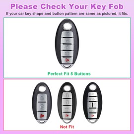 PIFOOG Key Fob Cover for Nissan 5 Button Altima Sentra Rogue Murano Maxima Armada Pathfinder Versa Car Keys Case Shell Full Covers Protector Keychain Accessories Cute Girly Women Purple Gradient TPU