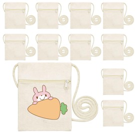 Pack of 10 Fabric Bags for Painting for Children, Blank Cotton Bag for Painting, Small Fabric Bags for Painting with Zip, Bags for Painting for Party, Nursery School, Craft Courses, DIY, beige,