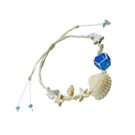 Shell Bracelet Blue Crystal Bracelet for Women Braided Adjustable Surfer Beach Boho Bracelets Summer Shell Ocean Bracelets Gifts for Mother's Day