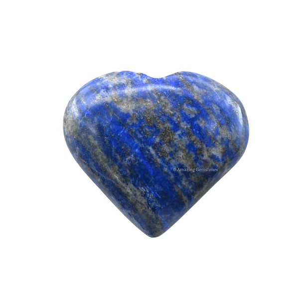 Lapis Lazuli Crystal Heart Palm Stone - Pocket Massage Worry Stone for Natural Body Chakra Balancing, Reiki Healing and Crystal Grid