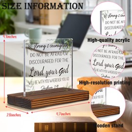 Serenity Prayer Gifts for Women Joshua 1:9 Bible Verses Sign Be Strong and Courageous Clear Desk Decorative Sign, Inspirational Positive Christian Gifts for Family Friends EC127
