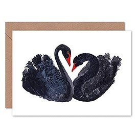 Wee Blue Coo Black Swans Painting Greeting Card With Envelope Inside Premium Quality