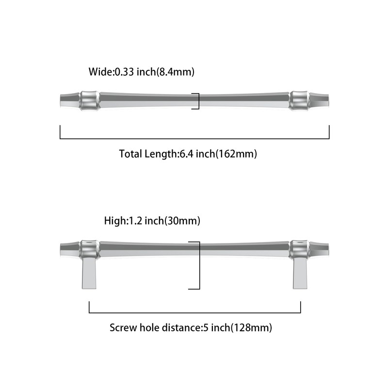 Asidrama 10 Pack 5 Inch(128mm) Polished Chrome Kitchen Cabinet Handles,