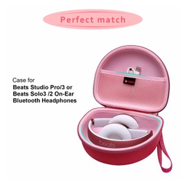 XANAD Hard case for Beats Solo 4 / Beats Studio Pro/Beats Studio 3 / Beats Solo 3 / Beats Solo 2 and for TOZO HT2 On-Ear Bluetooth Headphones（Outer Pink+Inner Pink）