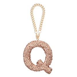 MECCANIXITY Bling Car Letter Charm, Initial Q Letter Interior Car Rear View Mirror Decoration Hanging Crystal Ornaments for Women Bags Water Cup DIY Craft, Champagne