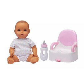 Perfectly Cute Feed & Wet 14” Baby Set - Brunette With Brown Eyes Brand New