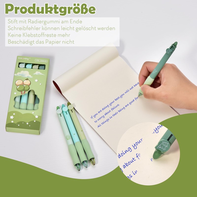 Linkgood 4 Stück Radierbarer Kugelschreiber, Erasable Pen Set einziehbare Tintenroller