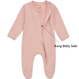 Aablexema Organic Cotton Baby Footies Pajamas with Mittens - Neutral Newborn Infant Zip Up Sleep Play(White,3-6m)