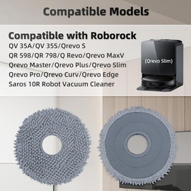 8 Pack Mop Pads for Roborock QV 35A/Qrevo S/Q Revo/Qrevo Pro/Qrevo Plus/Qrevo Master/Qrevo Slim/Qrevo Curv/Qrevo Edge/Saros 10R Robot Vacuum Cleaner, Spin Cleaning Pads Replacement Parts Accessories
