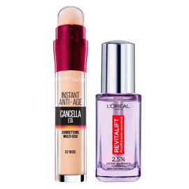 Maybelline New York unterbricht flüssige Flüssigkeit Korrelers Farbe 02 nackt mit Pilz-Applikator Anti -rotal erfrischendes Augenserum gegen Falten und dunkle Kreise 2 Produkte